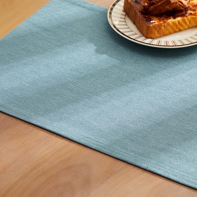 Rustic Cotton Linen Table Runner, 13x90 Inches River Blue | Farmhouse Style - Image 6