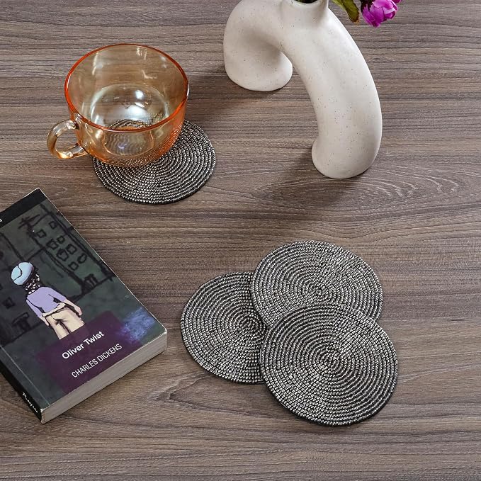 Handmade Beaded Bar Drink Tabletop Protection Coasters - Image 3