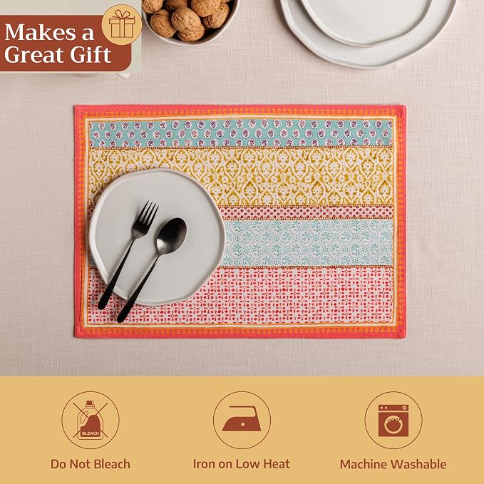 Maison d' Hermine Placemats Set of 4 Reusable 100% Cotton | Cloth Place Mats - Image 5