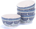 Bico Blue Talavera Cereal Bowls Set of 4, 26 oz Deep Ceramic Soup Bowls by Bico