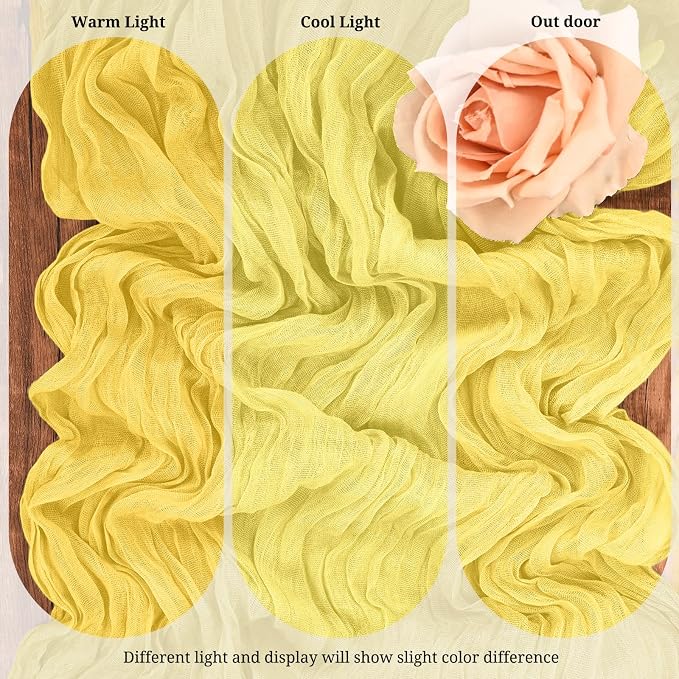 10 Pack Light Yellow Cheesecloth Table Runner 17x108 Inch Boho Gauze Cheese - Image 4