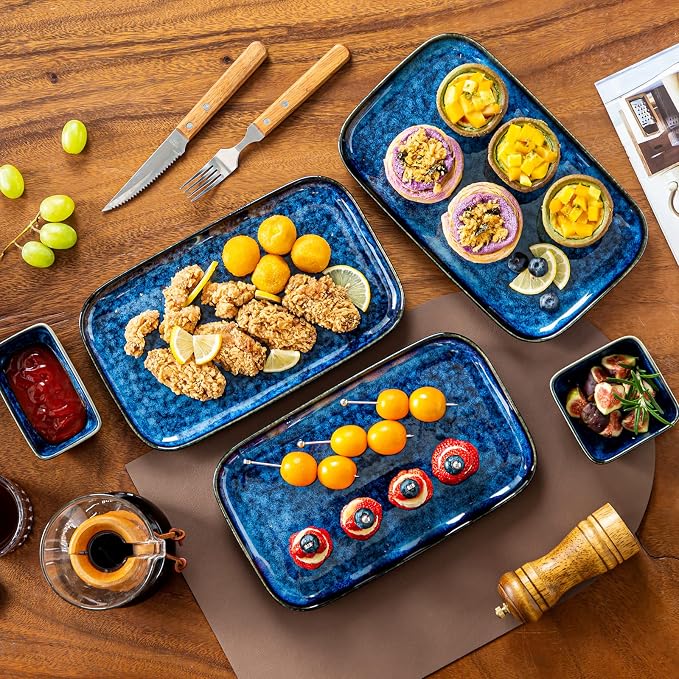 vancasso Stern Serving Platters Set of 4, 11 Inches Rectangular Ceramic Serving - Image 6