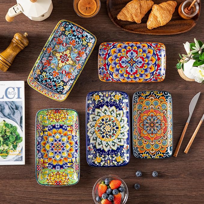 vancasso Simi 9.5 Inch Rectangular Dinner Plates Set of 6 - Image 7