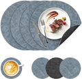 NCUE 13" Faux Leather Round Placemats Set of 4, Reversible Dual-Color | by NCUE