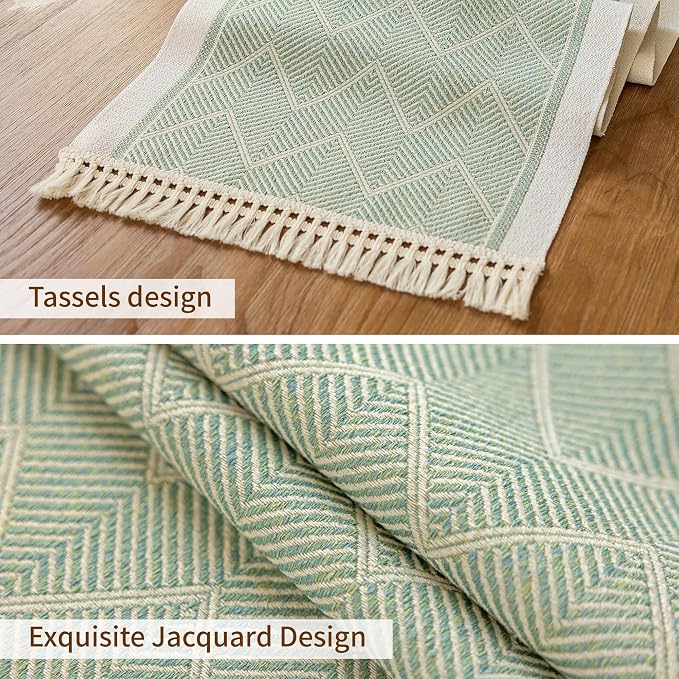 14x83 Geometric Table Runner Waterproof Boho Dresser Scarf Tassels | Hosting a - Image 3