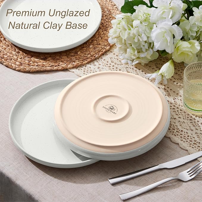 LIANYU Dinner Plates Set of 4, 10.5 Inch Stoneware Plate - Image 7