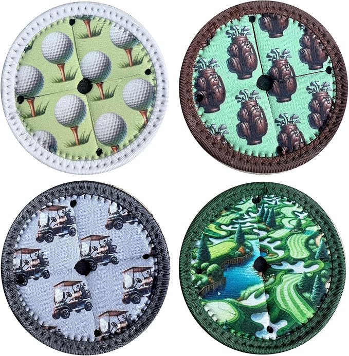 Set of 4 Themed Drink Coasters for Wine Glasses | Reusable Slip-On Stemmed by UBUN2