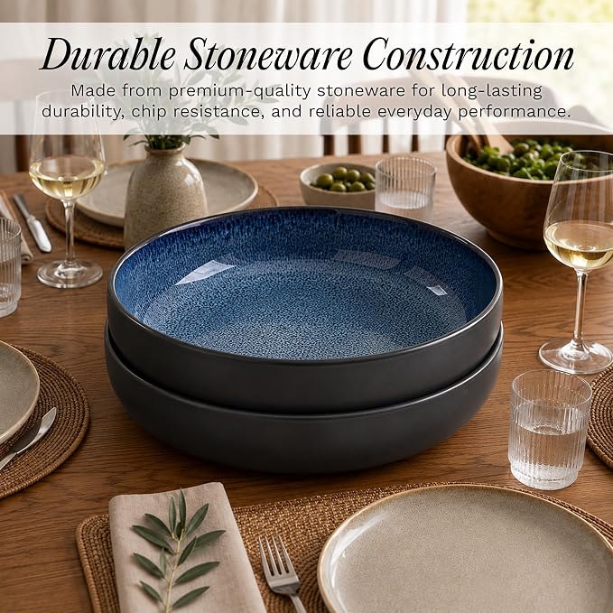 Sango Resona Blue & Black Large Serving Bowl, 64.25 oz, Salad & Dinner - Image 7
