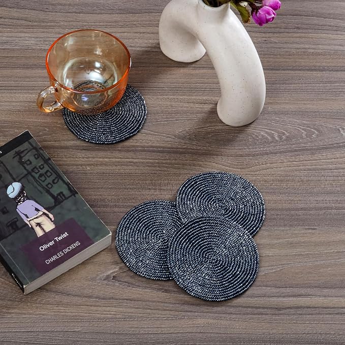Handmade Beaded Bar Drink Tabletop Protection Coasters - Image 6