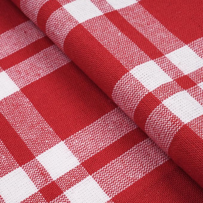 Encasa XO Table Runner, Woven Cotton Dining Runner 13"x120" | Franca Red Checks - Image 7