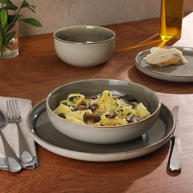 Gibson Elite Sunveil 16 Piece Plates and Bowls Reactive Glaze Round Dishes - Image 6