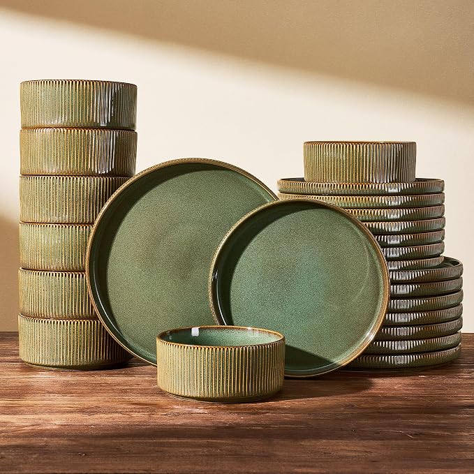 Stoneware Dinnerware Sets, Reactive Glaze Dishes Set by FamiwarePremium