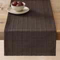 Artisanal Grid Linen Table Runner, 13x72 Inches Chocolate | Heavy Textured by ZEEMARTONLINE
