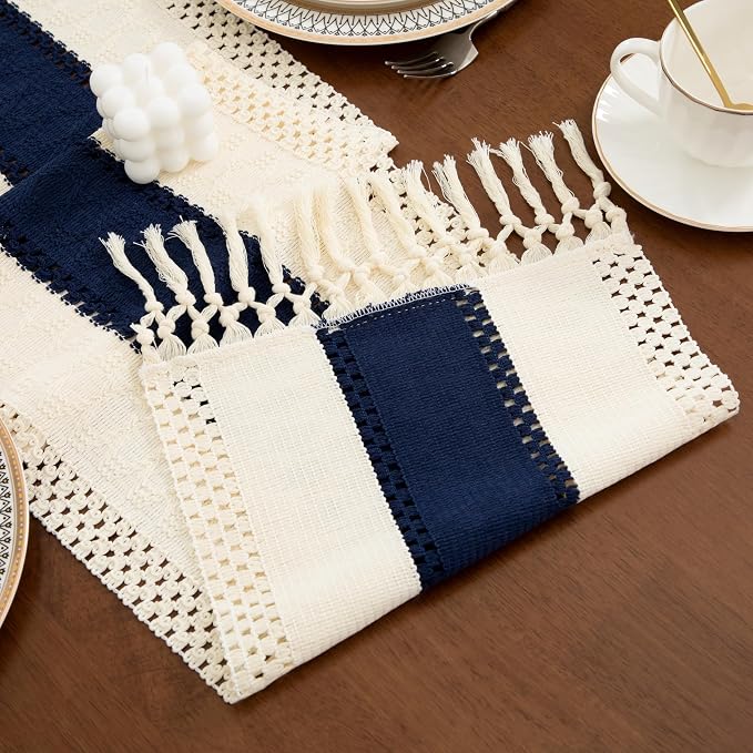 Boho Blue Table Runner, 12x72 Inches | - Image 3