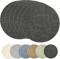 Maxpearl Faux Leather Round Placemats Set of 6, 13.8 inch, Dark Grey | by Maxpearl
