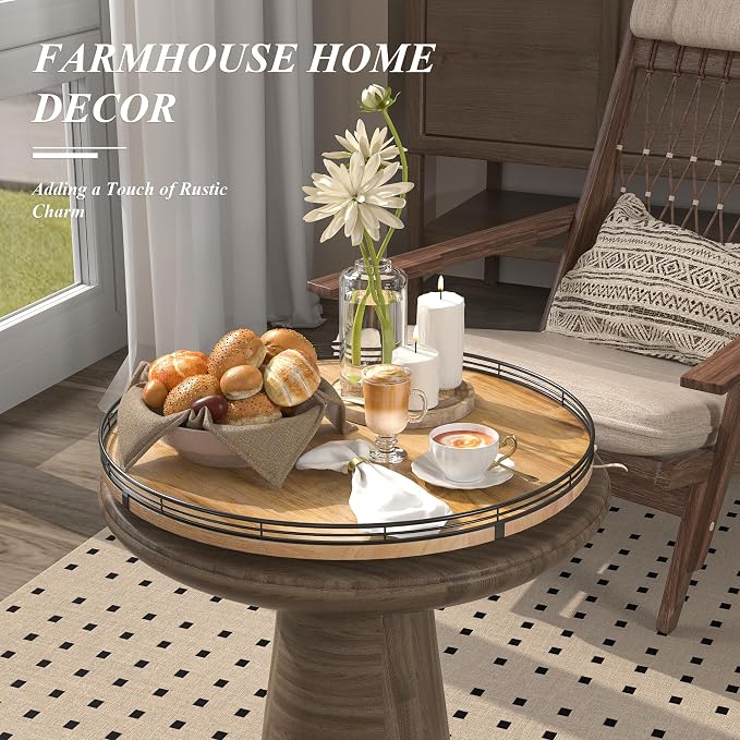 AMH 18-Inch Extra Large Farmhouse Oak Lazy Susan Organizer | Smooth rotating - Image 5