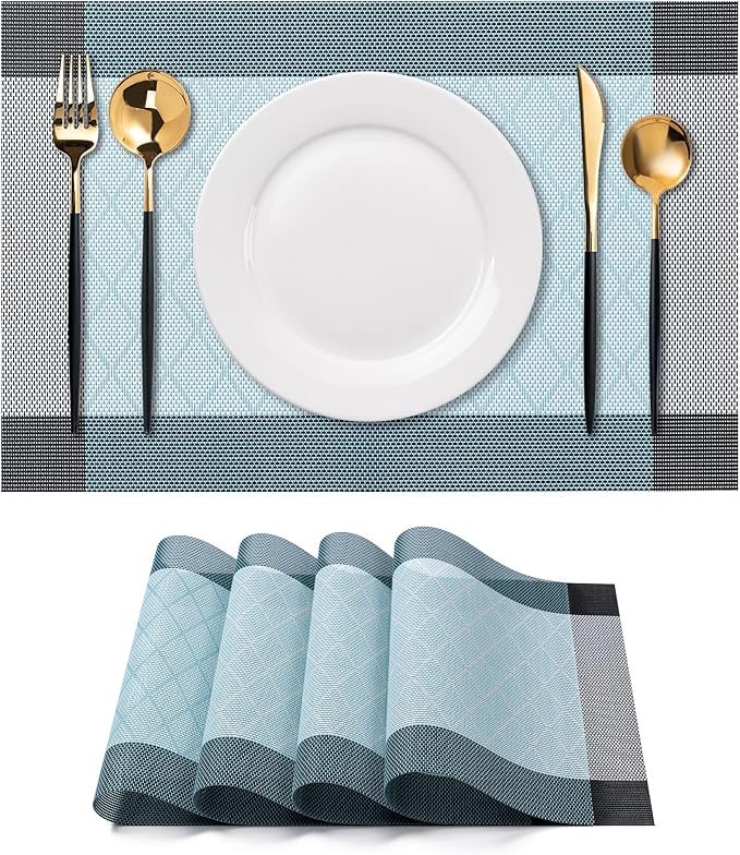 Placemats Set of 4 Washable Indoor | Outdoor Vinyl Place Mats by CADONO