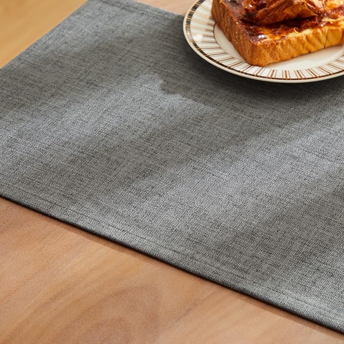 Rustic Cotton Linen Table Runner, 13x90 Inches Dark Grey | Farmhouse Style - Image 6