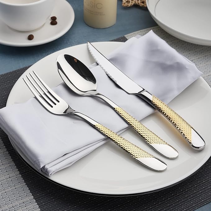 40-Piece Gold Silverware Set Stainless Steel Flatware Set Cutlery Set | Service - Image 6