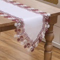 White Dark Red Floral Lace Table Runner Dresser Scarf | Dresser Scarf, Lace by Winotic