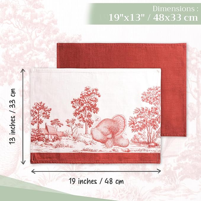 Maison d' Hermine Placemats Set of 4 Reusable 100% Cotton | Cloth Place Mats - Image 4