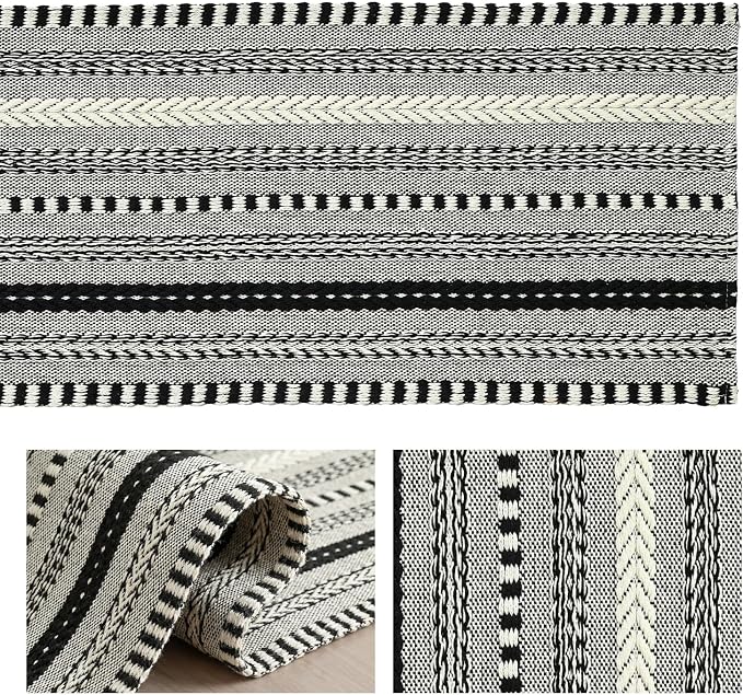 Artoid Mode Black Farmhouse Stripe Braided Table Runner 12x108 Inch | Holiday - Image 6