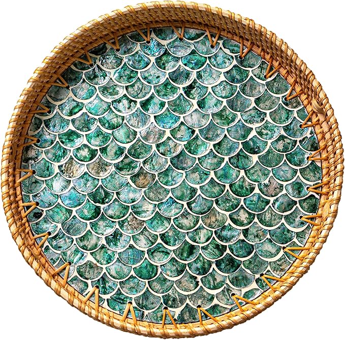JUNGLE CULTURE Round Rattan Tray by JungleCulture