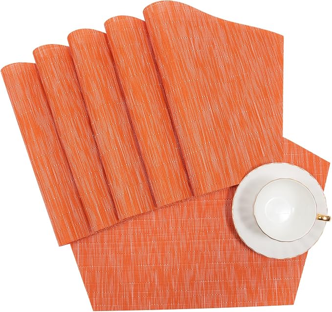 SHACOS Round Table Placemats Set of 4 Wedge Placemats Heat Resistant Woven - Image 9