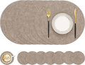Round Faux Leather Placemat and Coaster 8 Packs, Washable Heat Resistant Dining by homing