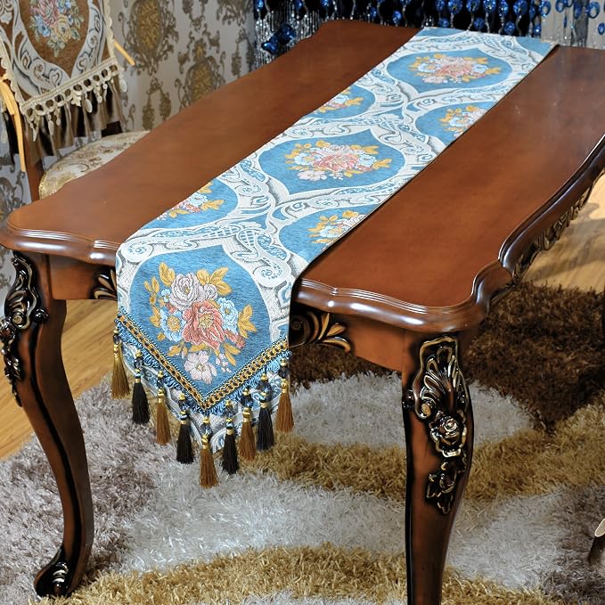 Extra Luxury Velvet Blue Table Runner 120 Inches Long - Image 3