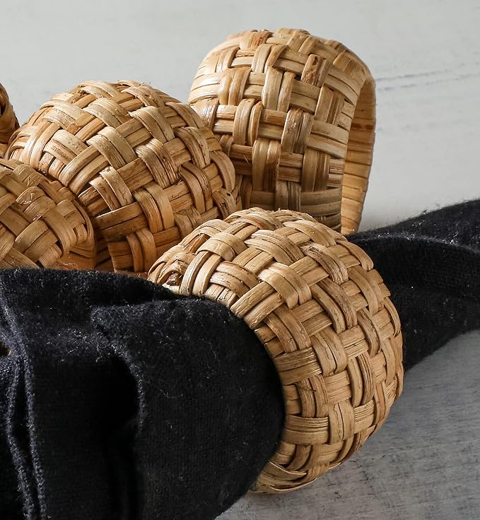 Lightnpro Natural Rattan Decorative Napkin Rings Set of 12, Serviette Napkin - Image 6