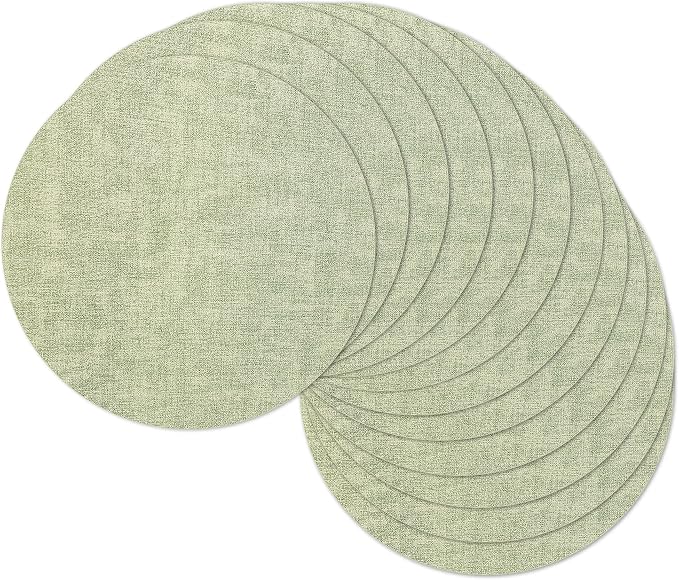 13" Round Placemats Set of 12, Reversible Faux Leather Heat Resistant Table Mats by NCUE