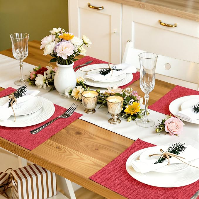 Faux Leather Heat Resistant Placemats 6 Packs, Waterproof Wipeable Dining PU - Image 7