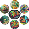 Frog Coasters Leather Round Drink Coasters 6 Pcs Set by Yopiiefa