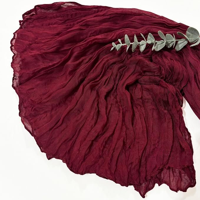 12Pack Wine Red Cheesecloth Table Runner 20x120inch Gauze Table Runners | - Image 5