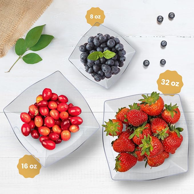 R-kay 6 Pack Square Small Plastic Serving Bowls 8 oz - Image 3