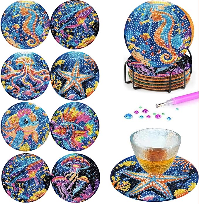 Mrnsiet 8PCS Diamond Art Coasters - Image 5