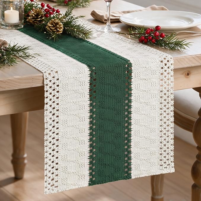 Artoid Mode Dark Green Farmhouse Rustic Table Runner 12x108 Inch | Seasonal by ArtoidMode