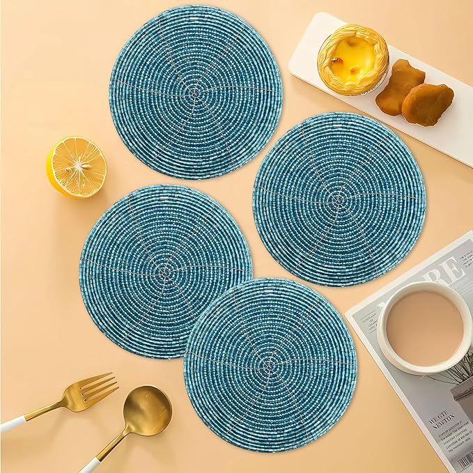 Handmade Beaded Bar Drink Tabletop Protection Coasters - Image 6