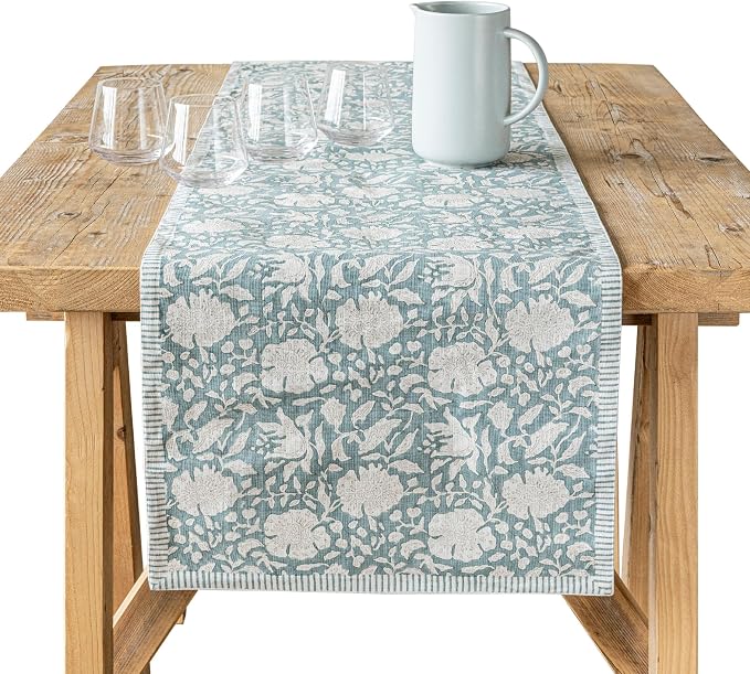 Over&Back 18x90 Hand-Blocked Printed Cotton Table Runner by overback