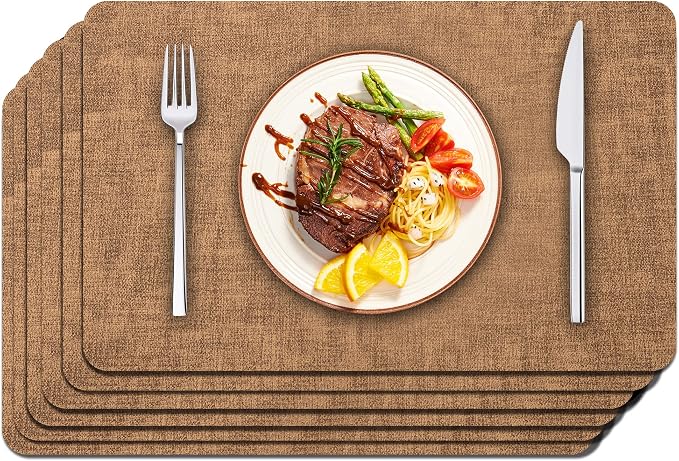 Maxpearl Faux Leather Placemats Set of 6, Suitable by Maxpearl