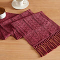 Macrame Style Boho Table Runner, 12x48 Inch Burgundy | Woven Boho Table Runner by ZEEMARTONLINE