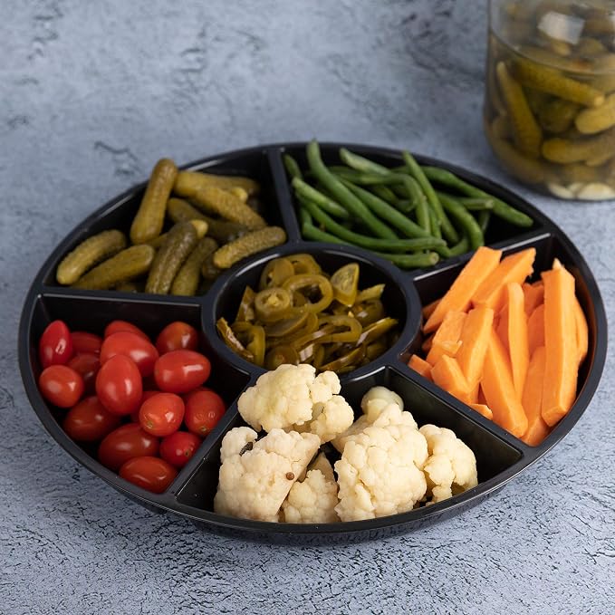 Plasticpro 6 Sectional Round Plastic Serving Tray/Platter - Image 4