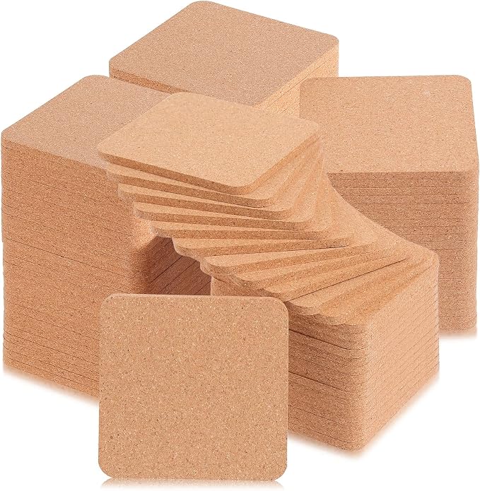 Didaey 200 Pcs Cork Coaster for Drink 4 Inch Absorbent Blank Wooden Thick by Didaey