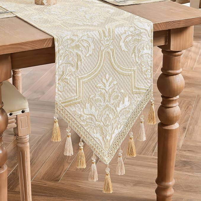 Loom and Mill Elegant Damask Jacquard Table Runner 13x90 inch - Image 3