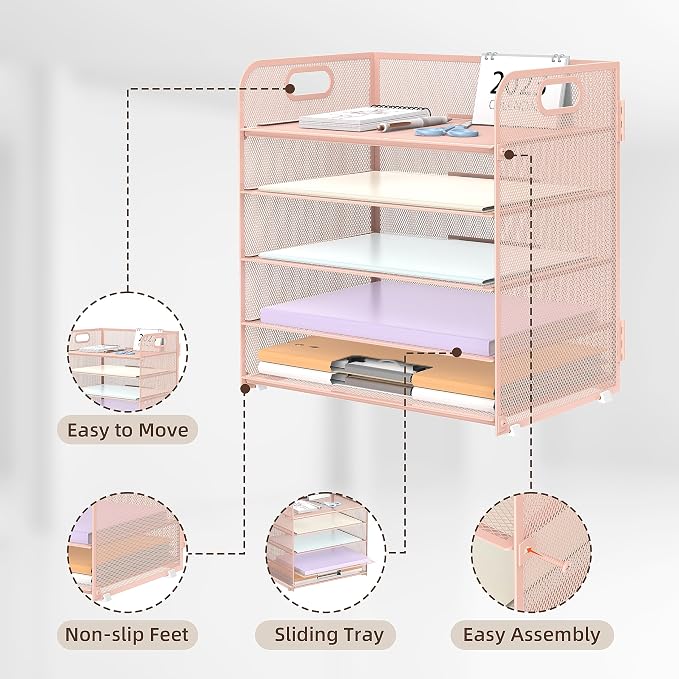 5 Trays Paper Organizer Letter Tray - Image 3