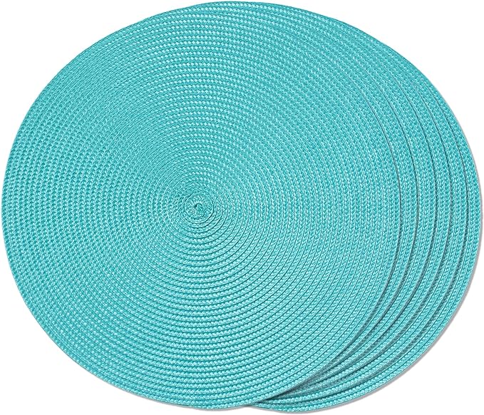 FunWheat Round Braided Placemats Set of 6 Table Mats by FunWheat