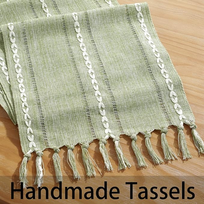 Rustic Boho Table Runner, Linen Table Runner, Farmhouse Table Runners 72 Inches - Image 8