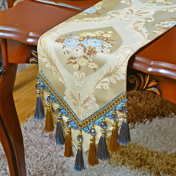 Extra Luxury Velvet Khaki Table Runner 72 Inches Long - Image 4