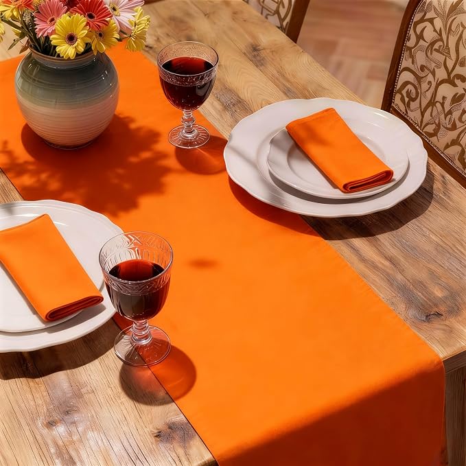 MEANMOY Orange Table Runner 90 Inches Long Waterproof Table Runners | Washable - Image 6